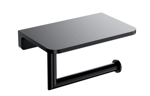 Omnires Modern Project uchwyt na papier toaletowy z półką czarny mat MP60511BL WYSYŁKA 24H