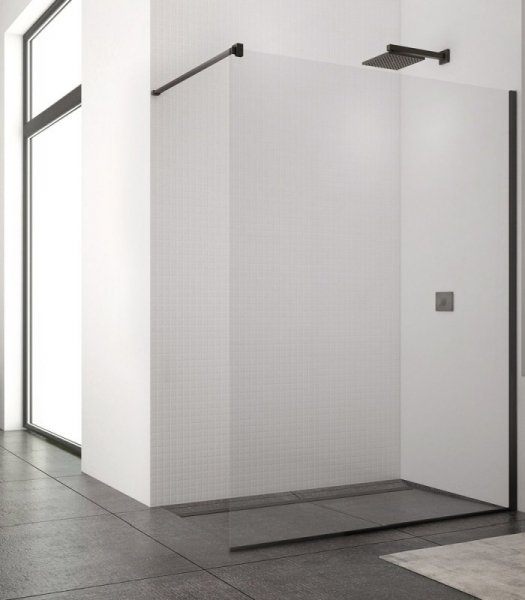 Ronal Sanswiss Easy Black Ścianka prysznicowa Walk-in 150x200 cm profile czarny mat szkło przezroczyste Aquaperle STR4P1500607