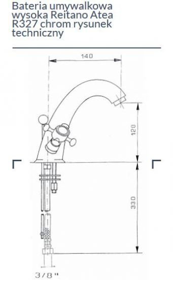 Reitano Atea Bateria umywalkowa wysoka z korkiem Chrom R327