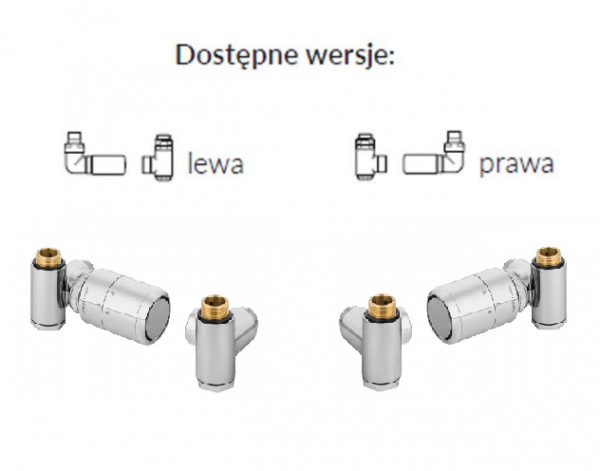 Termix Zestaw termostatyczny wersja lewa do grzejników łazienkowych INTEGRACHL chrom