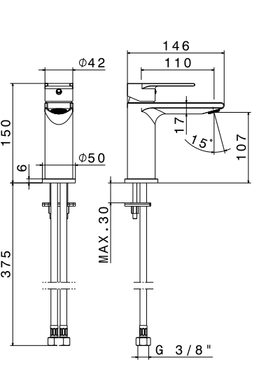 Vema Timea bateria umywalkowa bez korka chrom V16011