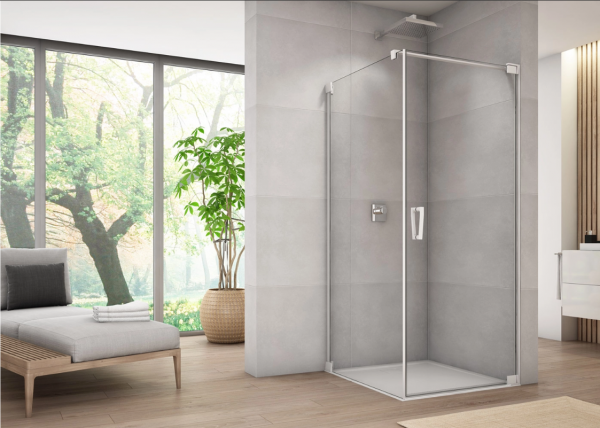 Ronal Sanswiss ścianka boczna 90,1-140x0-200 cm, szkło przezroczyste, profile WHITE LINE biały mat CAT1SM20907