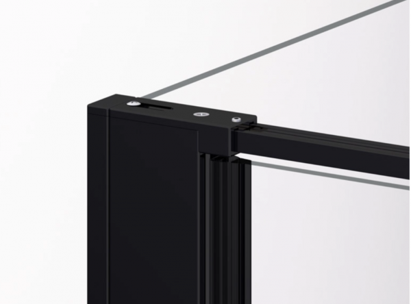 Ronal drzwi wahadłowe jednoczęściowe na wymiar 50-100x0-200 cm, szkło przezroczyste, profile BLACK LINE czarny mat D22T1SM10607