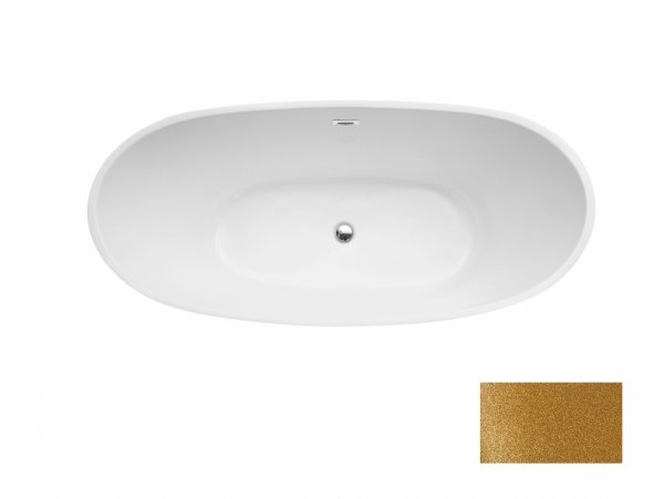 Besco Ayla Glam 170 wanna wolnostojąca Srebrna + maskownica syfonu z przelewem gun metal WA170AYSG
