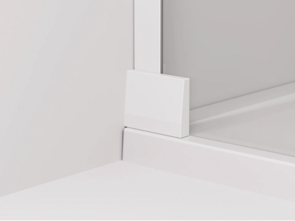 Ronal Sanswiss drzwi wahadłowe jednoczęściowe z profilem przyściennym, wejście narożne jednoczęściowe z profilem przyściennym 75x200 cm, szkło przezroczyste, profile WHITE LINE biały mat CA1CG0750907