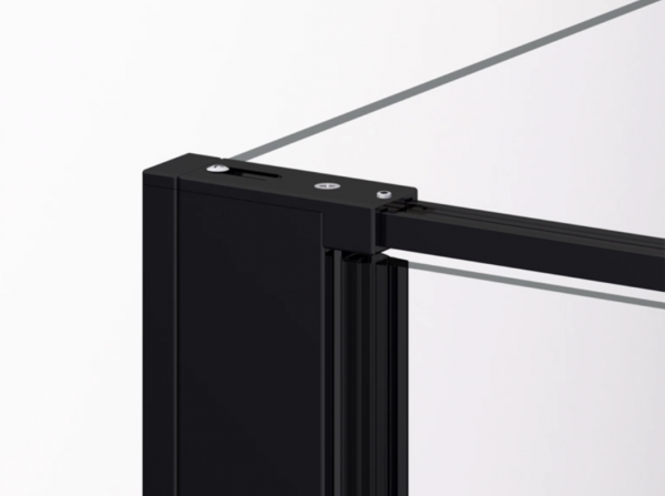 Ronal drzwi wahadłowe jednoczęściowe z elementem stałym w linii 120x200 cm, szkło przezroczyste, profile BLACK LINE czarny mat D22T13090300607