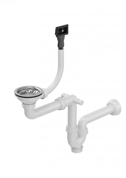 Quadron Odpływ zatyczkowy 3 1/2&quot; z syfonem 1-komorowy stal (GRANIT/STAL-pionowy), save space, eco M1SSG4N