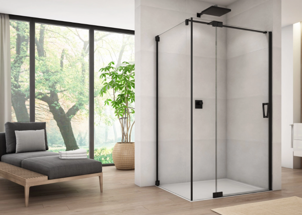 Ronal Sanswiss ścianka boczna 75x200 cm, szkło przezroczyste, profile BLACK LINE czarny mat CAT30750607