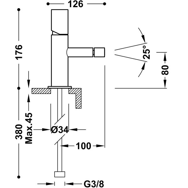 Tres Study bateria bidetowa złoto matowe 06112001OM