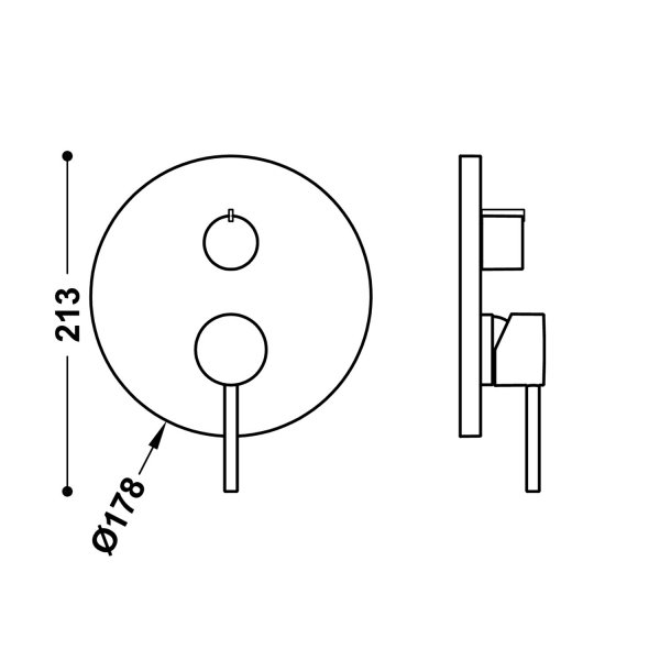 Tres STUDY Elementy zewnętrzne do podtynkowego korpusu 3-drożnego Rapid-box 26227310NM