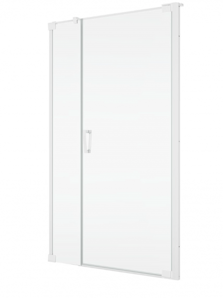 Ronal Sanswiss drzwi wahadłowe jednoczęściowe prawe ze ścianką stałą w linii 80-140x0-200 cm, szkło przezroczyste, profile WHITE LINE biały mat CA31CDSM10907