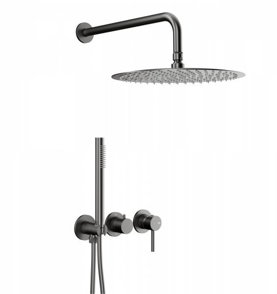 KFA MOZA GUN METAL GREY zestaw prysznicowy podtynkowy z baterią 3-otworową 2-funkcyjną 503951161