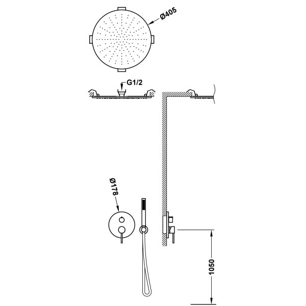 Tres STUDY zestaw prysznicowy podtynkowy Rapid-box biały mat 26238005BM