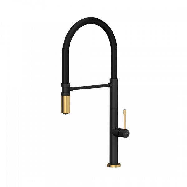 QUADRON Bateria kuchenna MARGOT T LINE SteelQ pure carbon / Nano PVD złoty 3623502BLMPVDG1