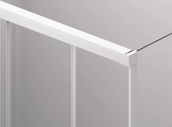 Ronal Sanswiss drzwi rozsuwane dwuczęściowe lewe 140,1-200x0-200 cm, szkło przezroczyste, profile WHITE LINE biały mat CAS2GSM20907