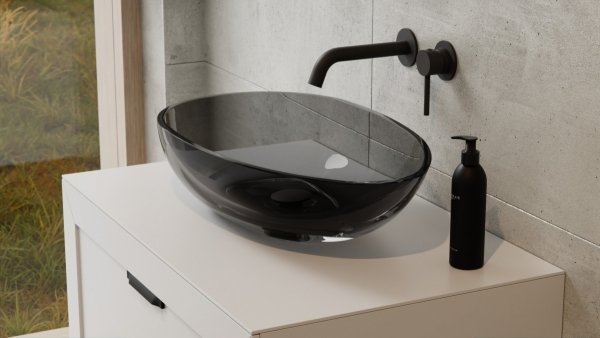 Besco Neya Carbon Grey umywalka nablatowa + maskownica biała UMN60CGW