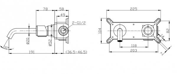 Laveo  PRETTO  bateria umywalkowa BAO 922P grafit