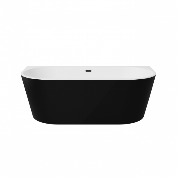 Besco Vica New B&amp;W wanna wolnostojąca czarno/biała 170 +  klik-klak gun metal z przelewem slim WAS17VNBGR