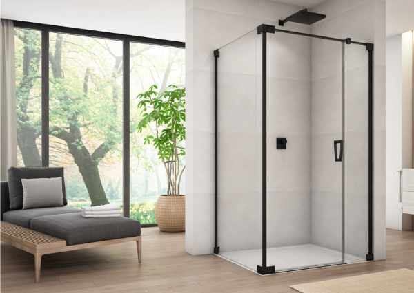 Ronal Sanswiss ścianka boczna 90x200 cm, szkło przezroczyste, profile BLACK LINE czarny mat CAT20900607