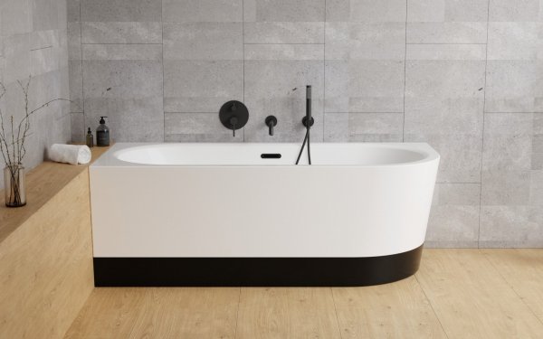 Besco Avita A-line wanna wolnostojąca 170 P + syfon klik-klak gun metal z przelewem slim WAA170APGS