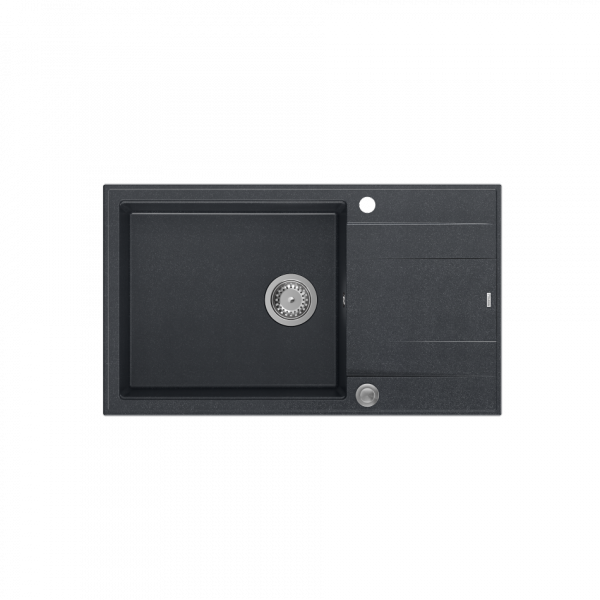 QUADRON EVAN 136 XL GraniteQ zlewozmywak z syfonem Push To Open 1-komorowy z/o (860x500x210; kom. 420x490) black diamond / elementy stalowe HCQE58650U8BSP2O