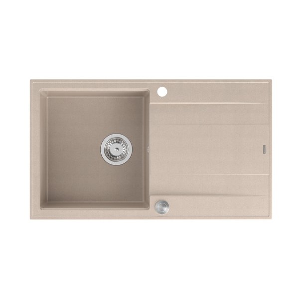 Quadron EVAN 111 GraniteQ zlewozmywak z syfonem Push 2 Open 1-komorowy z/o (860x500x210) pearl beige / elementy stalowe HCQE8650U2BSP2O