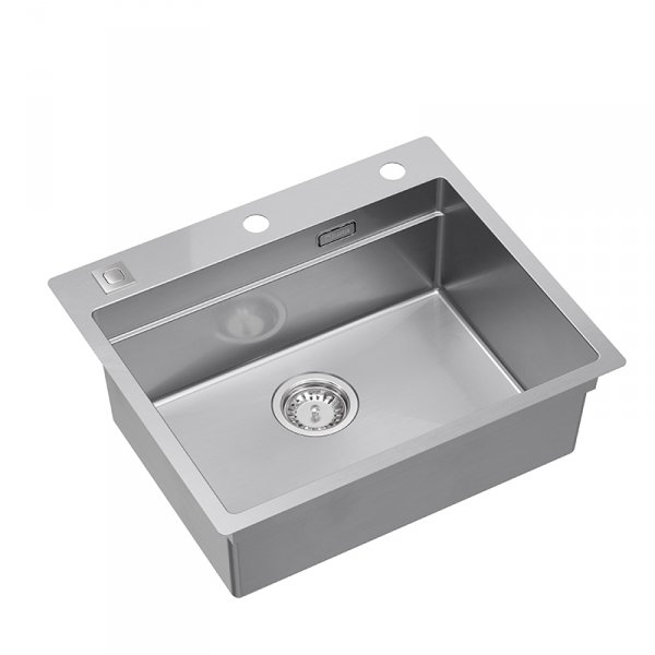 Quadron BURT 100 Workstation SteelQ zlewozmywak 1-komorowy b/o stal szlachetna 580*485 mm + syfon push to open + dozownik stal szcz. + wkładka ociekowa+ Qmata + deska drewniana + nakładka MF5850BS
