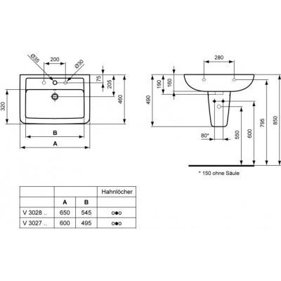 Ideal Standard Ecco/Eurovit umywalka 65 cm V302801