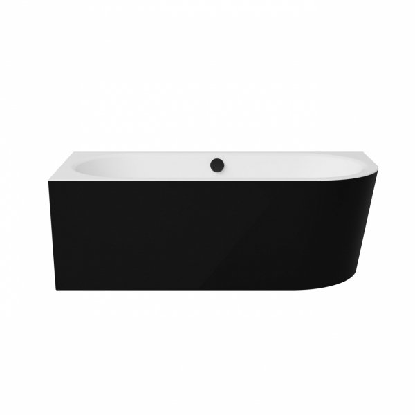 Besco Avita A-line B&amp;W wanna wolnostojąca czarno/biała 160 P + syfon chrom z napełnieniem przez przelew WAA16ABPN