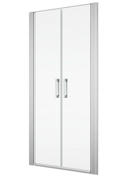 Ronal drzwi wahadłowe dwuczęściowe 80x200 cm, szkło przezroczyste, profile Srebrny połysk D22T20805007