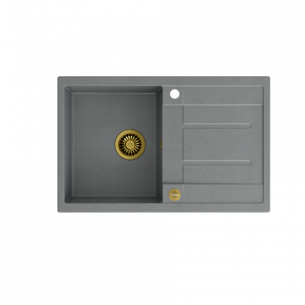 QUADRON MORGAN 111 GraniteQ zlew 1 komora silver stone/elementy złote 780x500x220  HB8203U5G1P2O