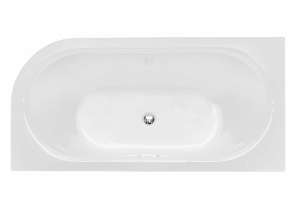 Besco Avita A-line wanna wolnostojąca 150 P + syfon klik-klak czarny z przelewem slim WAA150APCS