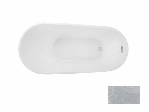 Besco Melody Glam wanna wolnostojąca 170 Srebrna + syfon z przelewem chrom WA170MSR