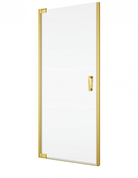 Ronal Sanswiss drzwi wahadłowe jednoczęściowe z profilem przyściennym, wejście narożne jednoczęściowe z profilem przyściennym 75x200 cm, szkło przezroczyste, profile GOLD LINE złoty CA1CG0751207