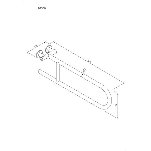 ANDEX Bez Barier Uchwyt półokrągły stały 80cm 800/80NG stal nierdzena czarny