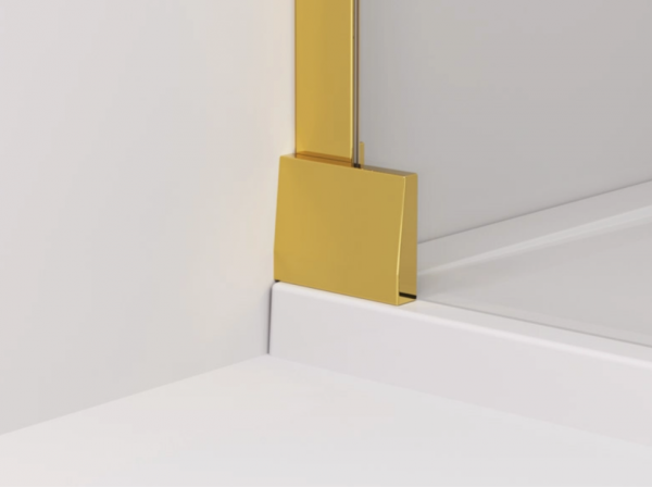 Ronal Sanswiss drzwi wahadłowe dwuczęściowe z profilem przyściennym 140x200 cm, szkło przezroczyste, profile GOLD LINE złoty CA2C1401207