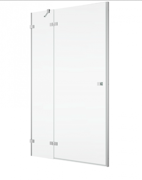 Ronal drzwi jednoczęściowe prawe na wymiar ze ścianką stałą w linii 75-120x200 cm, szkło przezroczyste, profile srebrny połysk AN13WDSM15007