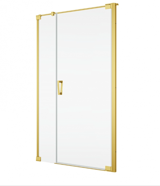 Ronal Sanswiss drzwi wahadłowe jednoczęściowe lewe ze ścianką stałą w linii 120x200 cm, szkło przezroczyste, profile GOLD LINE złoty CA31CG1201207