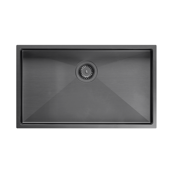 Quadron | ANTHONY 80 | stalowy zlewozmywak kuchenny GRAPHITE METAL PVD | wymiary: 74 x 44 x 20,5 cm | 1-komorowy podwieszany/wpuszczany | podbudowa szafki: od 80 cm MF7444PVDBST1