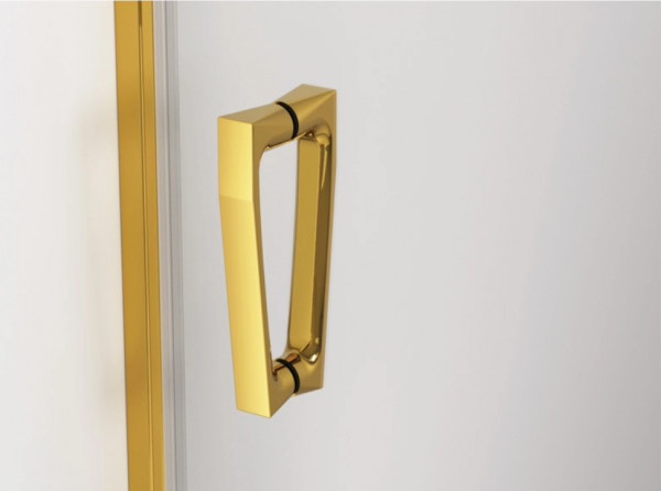 Ronal Sanswiss drzwi wahadłowe jednoczęściowe z elementem stałym w linii 60-140x0-200 cm, szkło przezroczyste, profile GOLD LINE profil złoty CA13DSM11207