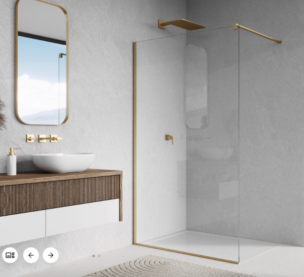 Ronal Sanswiss Easy Black Ścianka prysznicowa Walk-in 100x200 cm profile złoto szczotkowane szkło przezroczyste Aquaperle STR4P1001307