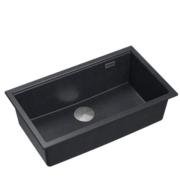 Quadron LOGAN 110 GraniteQ zlewozmywak black diamond 76x44x23,5 cm 1-komorowy wpuszczany z syfonem manualnym stal szlachetna HQD7644U8BSI