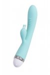 Vibrator with clitoral stimulator Flovetta by Toyfa Iris, silicone, mint, 22 cm