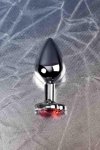 Silver anal plug with pink gem heart-shaped