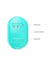 ABS, 3 intensities of electric stimulation, 7 vibration settings, USB rechargeable.