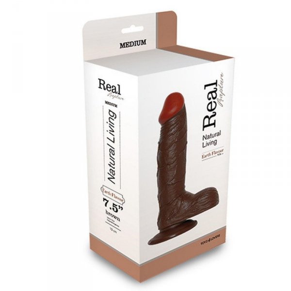 Dildo-REALISTIC DILDO REAL RAPTURE BROWN 7.5"