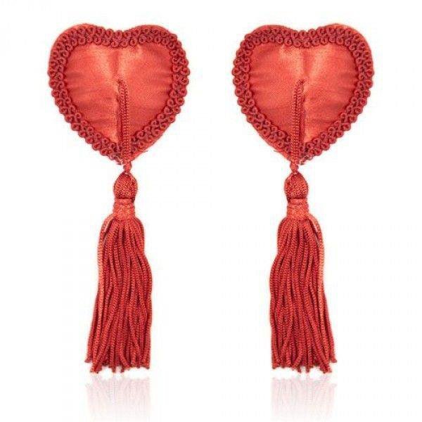 Bielizna-Heart Nipples Tassels RED