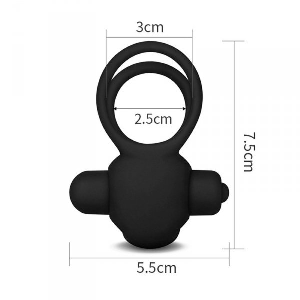 Power Clit Duo Silicone Cockring Black