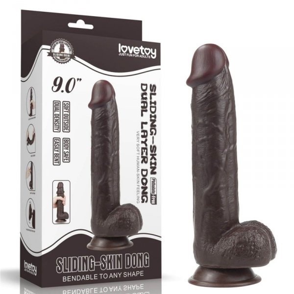 9.0&#039;&#039; Sliding Skin Dual Layer Dong - Black