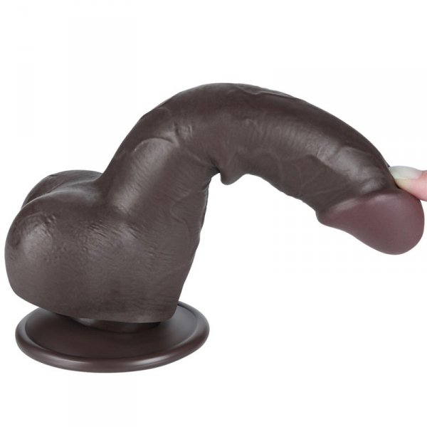 7.5&#039;&#039; Sliding Skin Dual Layer Dong Black